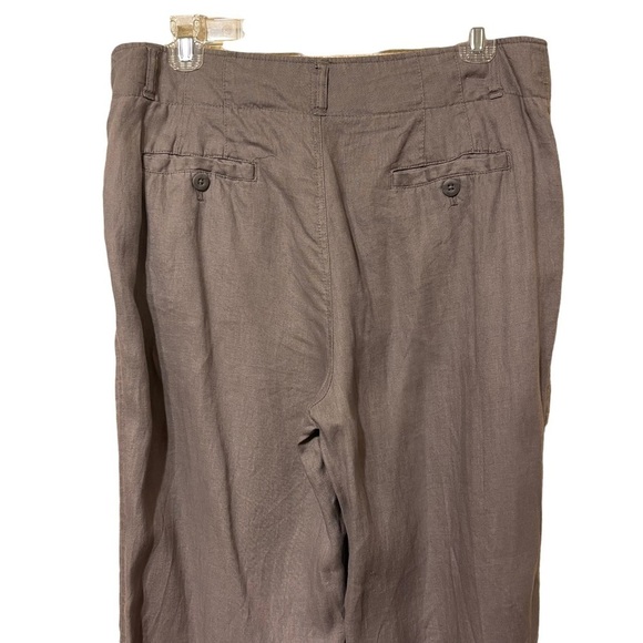 Tahari Light Gray 100% Linen Summer Straight Leg Trouser Pant Women's 10 - Picture 5 of 10